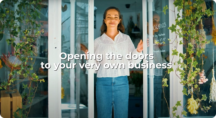 The woman smiles